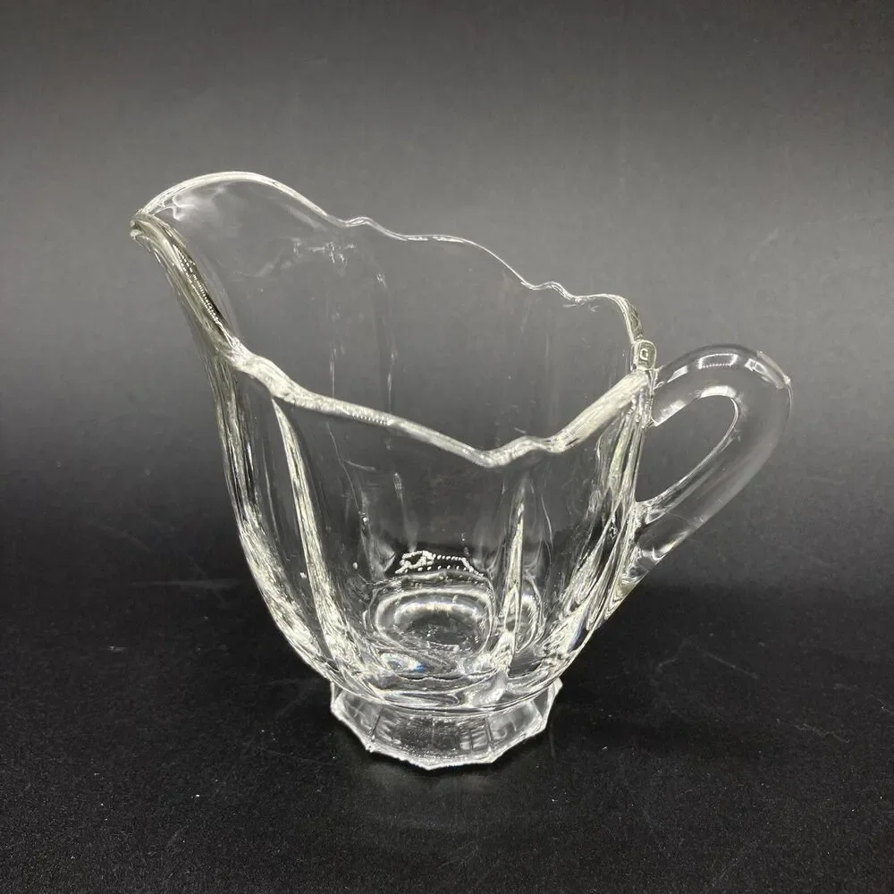 Cambridge Elegant Glass Corinth Optic Clear Mini Creamer & Open Sugar Bowl Set